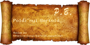 Polónyi Bertold névjegykártya